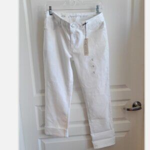 Simply Vera Wang Capri Roll Cuff White Denim NWT 10